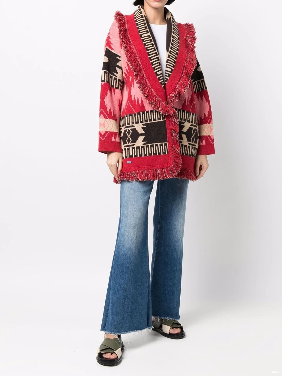 Cheap Icon Alanui cardigan Women belted jacquard 0708